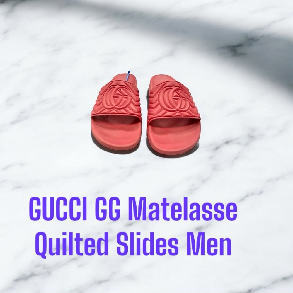 Gucci Red Quilted Slides for Men sz 9.5